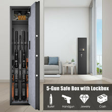 Load image into Gallery viewer, Large Rifle Safe Quick Access 5-Gun Storage Cabinet with Pistol Lock Box

