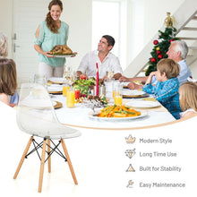 Load image into Gallery viewer, Set of 4 Dining Chairs Modern Plastic Shell Side Chair with Clear Seat and Wood Legs-Transparent
