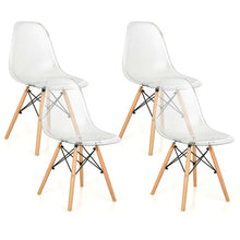Load image into Gallery viewer, Set of 4 Dining Chairs Modern Plastic Shell Side Chair with Clear Seat and Wood Legs-Transparent
