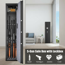 Load image into Gallery viewer, Biometric Fingerprint Rifle Safe Quick Access 5-Gun Cabinet with Lockbox
