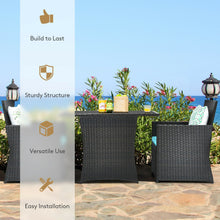 Load image into Gallery viewer, 3 Pieces Patio Rattan Furniture Set with Cushion and Sofa Armrest-Turquoise
