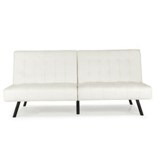 Load image into Gallery viewer, Futon Sofa Bed PU Leather Convertible Folding Couch Sleeper Lounge-White
