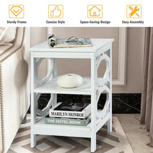 Load image into Gallery viewer, 2 Pieces 3-tier Nightstand Sofa Side End Accent Table Storage Display Shelf-White
