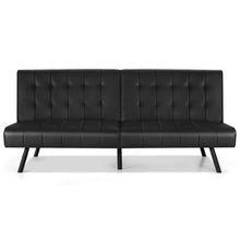 Load image into Gallery viewer, Futon Sofa Bed PU Leather Convertible Folding Couch Sleeper Lounge-Black
