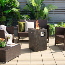 Load image into Gallery viewer, 16 Feet Square Outdoor Propane Fire Pit with Lava Rocks Waterproof Cover 30 000 BTU
