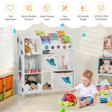 Load image into Gallery viewer, Kids Toy and Book Organizer Children Wooden Storage Cabinet with Storage Bins
