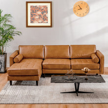 Load image into Gallery viewer, 105 Feet Air Leather L-Shaped Sectional Sofa with Chaise Lounge and 2 Bolster Pillows
