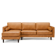 Load image into Gallery viewer, 105 Feet Air Leather L-Shaped Sectional Sofa with Chaise Lounge and 2 Bolster Pillows

