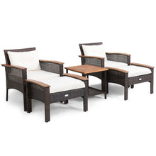 Load image into Gallery viewer, 5 Pieces Patio Rattan Furniture Set with Acacia Wood Table
