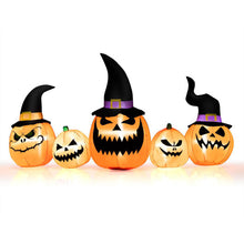 Load image into Gallery viewer, 8 Feet Inflatable Pumpkin Family Waterproof Halloween Yard Decoration with LED Lights
