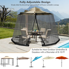 Load image into Gallery viewer, 8-12 Feet Patio Umbrella Table Mesh Screen Cover Mosquito Netting-Black
