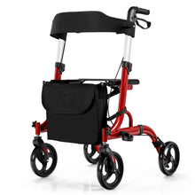 Load image into Gallery viewer, Folding Aluminum Rollator Walker with 8 inch Wheels and Seat-Red
