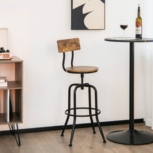 Load image into Gallery viewer, Adjustable Swivel Counter-Height Stool with Arc-Shaped Backrest-Rustic Brown
