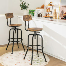Load image into Gallery viewer, Adjustable Swivel Counter-Height Stool with Arc-Shaped Backrest-Rustic Brown
