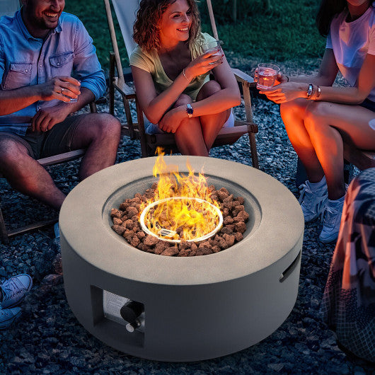 27.5 Inch Round Gas Fire Pit Table with Adjustable Flame-Gray