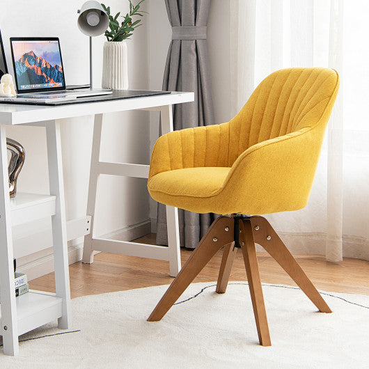 Mid-Century Modern Swivel Accent Chair with Linen Fabric Cover-Yellow