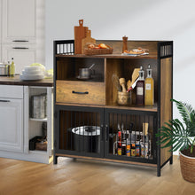 Load image into Gallery viewer, Buffet Server Sideboard Kitchen Storage Cabinet with Drawer and Steel Doors-Rustic Brown
