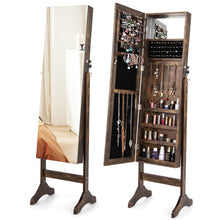Load image into Gallery viewer, Standing Jewelry Cabinet with Full Length Mirror-Brown
