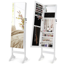 Load image into Gallery viewer, Standing Jewelry Cabinet with Full Length Mirror-White
