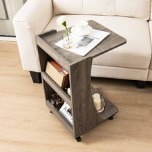 Load image into Gallery viewer, C-shaped Rolling End Side with Back Storage Shelves beside Sofa-Gray
