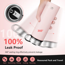Load image into Gallery viewer, 22 Oz Double-walled Insulated Stainless Steel Water Bottle with 2 Lids and Straw-Pink
