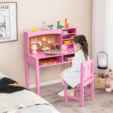 Load image into Gallery viewer, Kids Desk and Chair Set with Hutch and Bulletin Board for 3+ Kids-Pink
