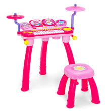 Load image into Gallery viewer, 24-Key Piano Keyboard DJ Drum Combination with Microphone and MP3-Pink
