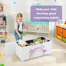 Load image into Gallery viewer, Kids Wooden Upholstered Toy Storage Box with Removable Lid-White
