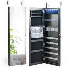 Load image into Gallery viewer, Wall Door Mounted Jewelry Armoire with Frameless LED Mirror-Black
