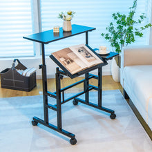 Load image into Gallery viewer, Mobile Stand up Computer Desk with 2 Tilting Desktops-Black
