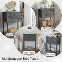 Load image into Gallery viewer, Narrow Console Table with 3 Storage Drawers and Open Bottom Shelf
