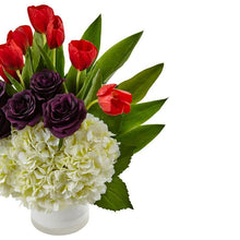 Load image into Gallery viewer, Tulip Rose &amp; Hydrangea Arrangement
