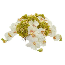 Load image into Gallery viewer, Phaleanopsis and Hydrangea Artificial Arrangement in Pedestal Urn
