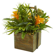 Load image into Gallery viewer, Bromeliad &amp; Mixed Greens Artificial Arrangement in Planter
