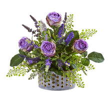 Load image into Gallery viewer, Rose and Lavender Artificial Arrangement in Designer Vase
