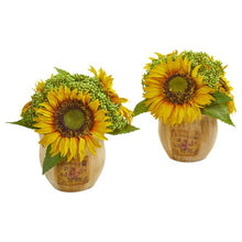 Load image into Gallery viewer, Sunflower Artificial Arrangement in Decorative Planter (Set of 2)
