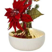 Load image into Gallery viewer, Poinsettia Artificial Arrangement in Decorative Vase
