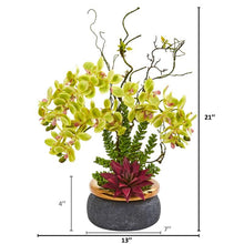 Load image into Gallery viewer, Phalaenopsis Orchid and Succulent Artificial Arrangement
