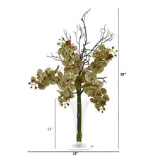 Load image into Gallery viewer, 38" Elegant Phalaenopsis Orchid Artificial Arrangement in Flared Vase
