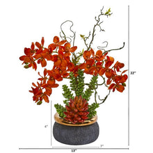 Load image into Gallery viewer, Autumn Phalaenopsis Orchid and Succulent Artificial Arrangement in Vase
