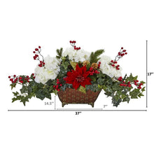 Load image into Gallery viewer, Poinsettia, Hydrangea and Ivy Artificial Arrangement
