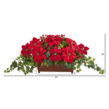 Load image into Gallery viewer, Poinsettia, Puff Ivy and Holly Berry Artificial Arrangement

