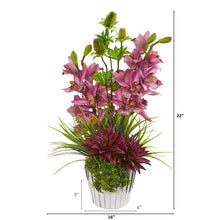 Load image into Gallery viewer, Cymbidium Orchid, Agave and Thistle Artificial Arrangement

