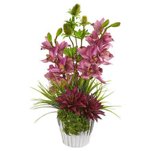 Load image into Gallery viewer, Cymbidium Orchid, Agave and Thistle Artificial Arrangement
