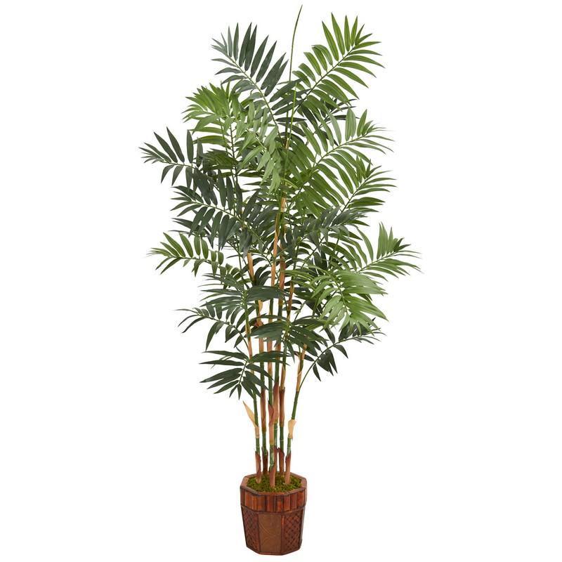 5.5'Bamboo Artificial Palm Tree in Decorative Wood Planter