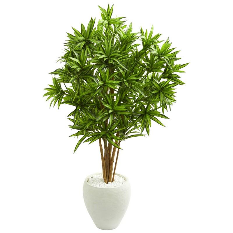 4.5'Dracaena Artificial Tree in White Planter