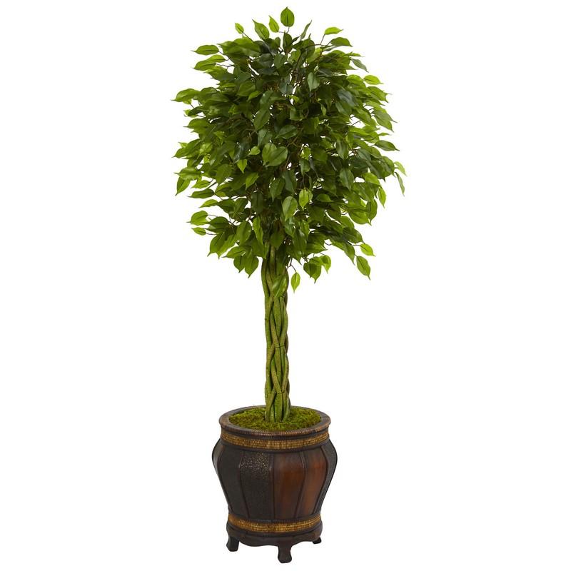 4.5'Braided Ficus Artificial Tree in Planter UV Resistant (Indoor/Outdoor)