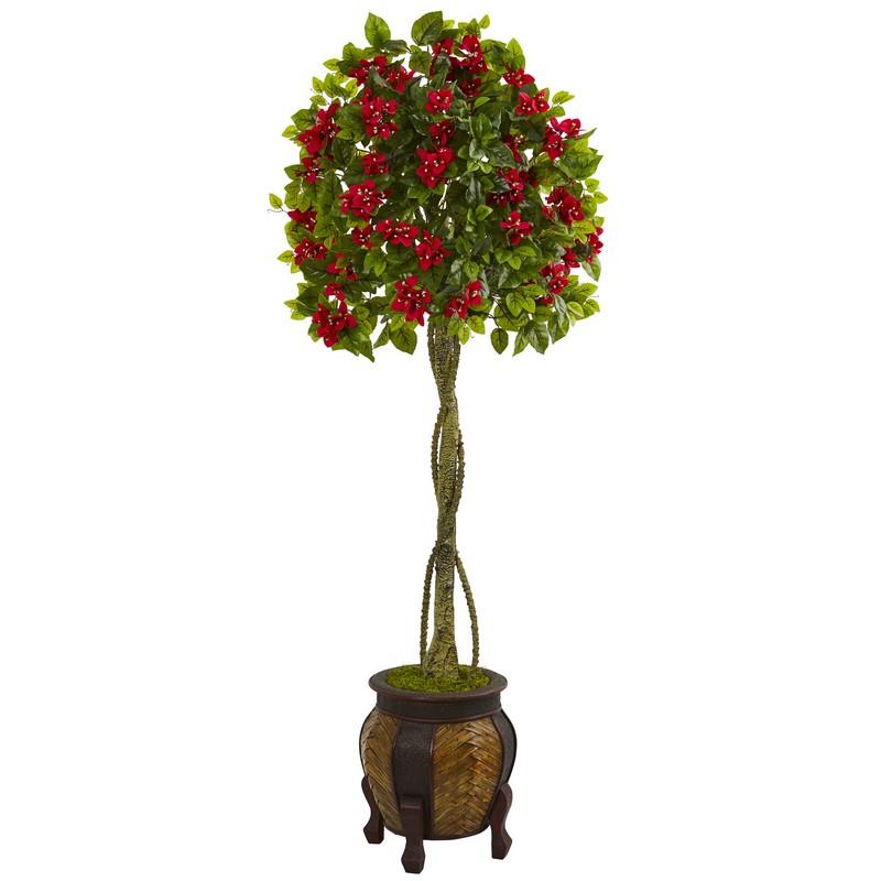 5.5'Bougainvillea Topiary Artificial Tree in Decorative Planter