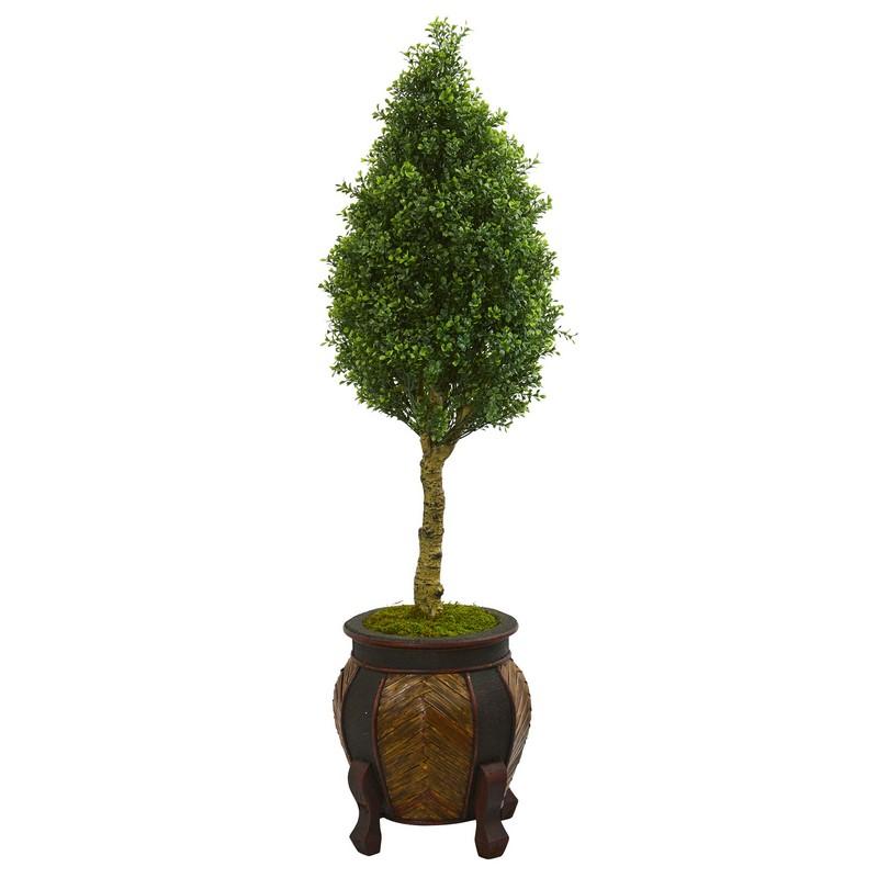 4.5'Boxwood Cone Artificial Tree in Decorative Planter
