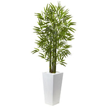 Load image into Gallery viewer, Bamboo Tree with White Planter UV Resistant (Indoor/Outdoor)
